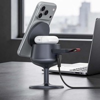 Support de charge rapide 25W Premium AFY factory 3-en-1, chargeur sans fil magnétique pliable pour téléphone, montre et écouteurs, design verre à vin.