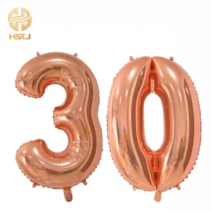 Factory In Stock 30 Inch Helium Filled Flying Number Balloons Wholesale Rose Golden Silver Party Decor Foil Balloon Supplier