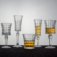 Flûtes à champagne en cristal, verres à eau, gobelets à vin rouge vintage avec motif diamant en relief, ensemble de verres pour événements de mariage