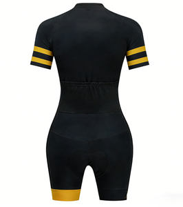 Nuevo Traje de Triatlón Color Block Negro y Amarillo con Almohadilla de Gel, Alta Elasticidad y Soporte, Ropa Profesional para Competición - Product Image 3