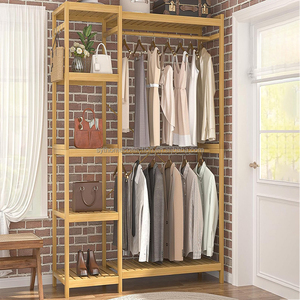 Estante de Ropa Desmontable Daily Flex SYT de Bambú <span class=keywords><strong>para</strong></span> Zona de Extensión de Armario, Estante de Almacenamiento con Gancho Extraíble <span class=keywords><strong>para</strong></span> Ropa en Esquinas - Product Image 1