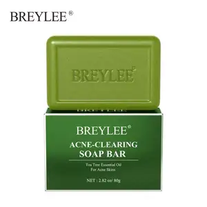 BREYLEE Acne Treatment Tea Tree Soap Bar Oil Control Cleans Moisturize Remove Blackhead Shrink Pore Face Body Dry Skin Care Bath