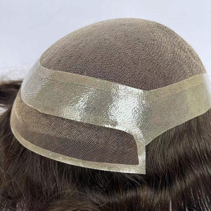Rambut Palsu Lace Toupee dengan Garis Rambut Alami, French Lace Front, Bleached, Semua Rambut Asli Manusia, Sistem Penggantian Rambut untuk Pria, Toupee Protesis - Product Image 3