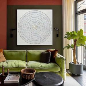 Peinture artisanale Décoration murale Art mural sur toile grande taille Décoration intérieure Art mural de luxe Fleur blanche en plâtre - Product Image 6