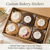 Etiquetas Adhesivas Personalizadas para Cajas de Pastel, Etiquetas de Grado Alimenticio con Logotipo Personalizado, MOQ Bajo de 1 Pieza