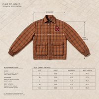Veste zippée à carreaux marron RAMAX pour homme, avec broderie en chenille, style Harajuku streetwear, coupe ample vintage, vente en gros personnalisée