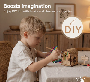 Nouvelle maison d'elfes en <span class=keywords><strong>bois</strong></span> à assembler, maison d'elfes créative à faire soi-même, cabane en <span class=keywords><strong>bois</strong></span>, jouets éducatifs pour enfants de 7 à 12 mois - Product Image 5