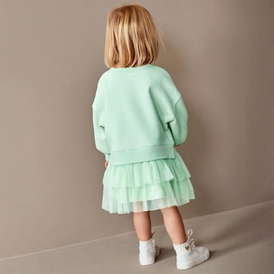 Stile dolce autunno e inverno nuovo vestito da principessa a maniche lunghe per bambini vestito in <span class=keywords><strong>tulle</strong></span> con giunzione a maglia stampata per bambina - Product Image 3
