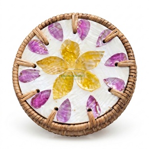 Sous-verre en rotin mosaïque personnalisé fait main, accessoires de table ronds pour boissons, vente en gros d'usine OEM ODM - Product Image 1