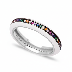 White Color Enamel <b>Ring</b> Band Mix <b>CZ</b> Zircon Stone Elegant Trendy Popular Wholesale 925 Sterling Silver Jewelry - Product Image 2