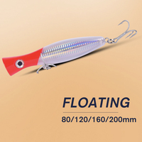 Umpan Pancing Popper Mata Ikan 3D Besar, Bodi Keras, Kait Treble ABS Kuat, Umpan Keras Air Asin