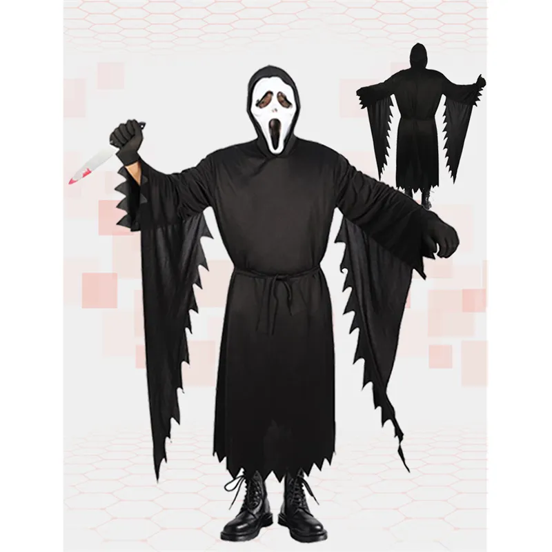 Disfraz de Scream Horror thriller Cosplay Halloween capa película disfraz muerte