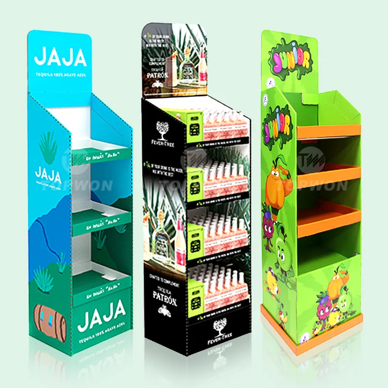 Benutzer definierte Retail Paper Display Racks Promotion Freistehende Pos Boden Wellpappe Stand Pop Karton Display