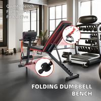 Ebest, équipement de fitness, haltère pliable à poids réglable, banc d'haltères plat avec câble en métal