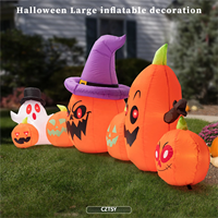 Grande citrouille gonflable lumineuse de 2,5 mètres pour Halloween, décorations d'extérieur pour cour, fantômes électriques à brancher