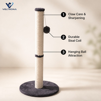 Arbre à chat en sisal écologique, grand grattoir pour chat avec boule suspendue, mobilier pour chat d'intérieur