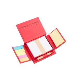 Porte-notes autocollantes avec logo personnalisé avec stylo à bille et règle en plastique - Product Image 1