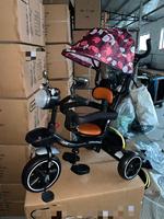 Nouveau tricycle pour bébé avec cadre en acier au carbone, poignée de poussée amovible, siège rotatif, tricycle pliable pour bébé et enfant de 2 à 4 ans
