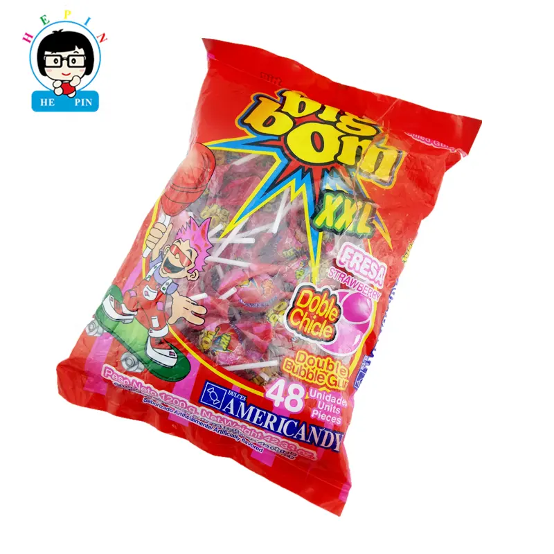Ukuran besar Bom buah keras Flavour Lollipop Roll kemasan kustom dengan permen karet