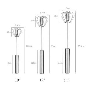 Batteur à œufs semi-automatique en acier inoxydable de 10, 12 et 14 pouces, fouet rotatif pour mélanger les œufs - Product Image 3