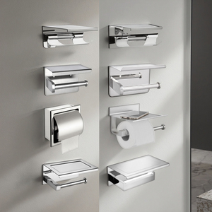 Wall-mount Paper <strong>Towel</strong> <strong>Holder</strong> <strong>Toilet</strong> Tissue Mobile Phone Storage Shelf Adhesive Industrial <strong>Toilet</strong> Paper <strong>Holder</strong> with Shelf - Product Image 1