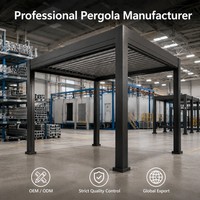 Pergola autoportante 4x4m en aluminium à lames orientables, imperméable, pour jardin, patio, gazebo, auvent, vente en gros directe d'usine