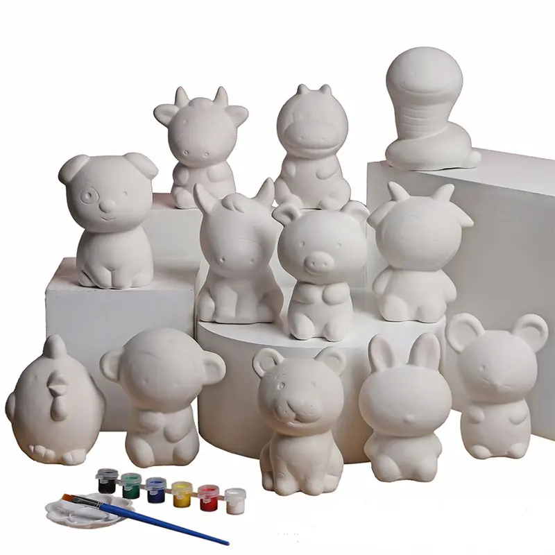 Oem Замечательные Симпатичные Знаки Зодиака Керамический Бисквит Неокрашенный Пользовательские Diy Пустой Незаконченный Ремесло Керамический Бисквит Животное Домашний Декор