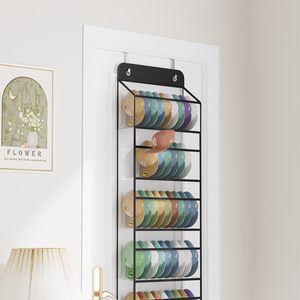 Organisateur de chapeaux à suspendre sur la porte, support de rangement pour 72 casquettes, en métal noir, fixation murale pour casquettes de baseball, utilisation dans un placard - Product Image 5