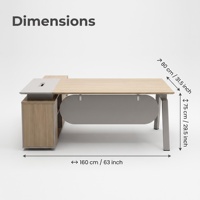 Bureau d'ordinateur exécutif en forme de L, moderne et luxueux, sur mesure, avec armoire latérale mobile, écologique et résistant à l'eau