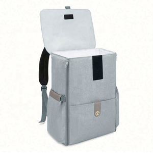 Design Factory Wholesale Pu Leather Lid Diaper Bag <b>Backpack</b> Tote Gray <b>Black</b> Diaper Bag - Product Image 3