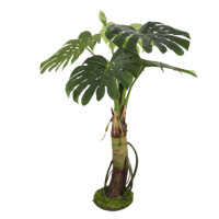 Bon marché Prix Grande Feuille En Plastique Faux Intérieur Petite Plante Artificielle Monstera Arbre En Pots Pour Table Décor De Bureau