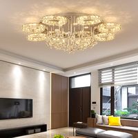 Vente en gros de luminaires de plafond LED en fer et en cristal de haute qualité, design moderne pour chambre à coucher