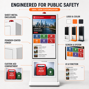 Kiosque AED, signalisation numérique, trousse de premiers secours, armoire intelligente pour défibrillateur, écran tactile 43/55 pouces, système de surveillance IoT, capteur, système d'alarme - Product Image 5