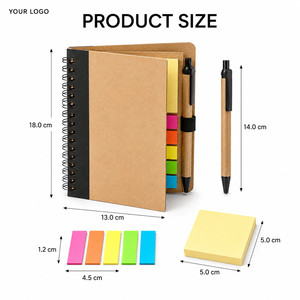 Custom Logo Eco-friendly Kraft Spiral <b>Notebook</b> with Pen and Sticky Notes <b>Set</b> A5 Hardcover Business Stationery Corporate Gift - Product Image 3