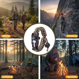 Baiyuheng gelang bertahan hidup, gelang Paracord 5 dalam 1 dengan pemicu api kompas alat peluit untuk penggunaan darurat dan berkemah luar ruangan - Product Image 1