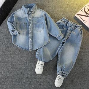 Atacado Nova Boutique Primavera Outono Bebê Denim Ternos Jacket + Jeans 2Pcs Moda Meninos Conjuntos de Roupas - Product Image 2