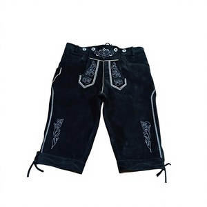 Lederhosen traditionnels allemands vintage pour hommes, grande taille, en cuir de vachette suédé, longueur courte, pour fête, festival de la bière, groupe de musique - Product Image 1