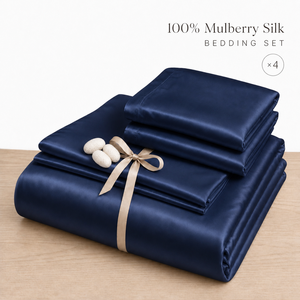 Juego de sábanas ajustables Oeko-Tex con funda de almohada de seda de 19 momme, juego de ropa de cama de seda de morera natural de alta calidad para regalo. - Product Image 1