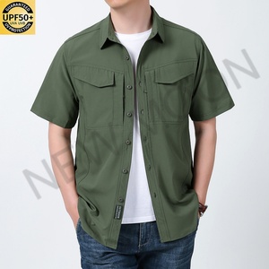 Chemise de pêche personnalisée pour homme, nouvelle, de haute qualité, protection solaire extérieure, manches courtes, boutonnée, multi-poches - Product Image 3