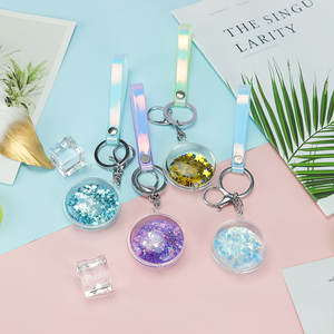 Llavero líquido lleno de aceite de agua, lentejuelas acrílicas, arena movediza dentro del llavero del coche, anillo brillante - Product Image 3