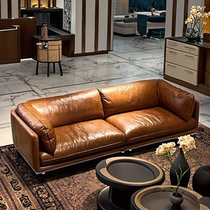 Italiano minimalista soggiorno Set di mobili letto componibile dritto piatto con forma quadrata in vera pelle per uso alberghiero - Product Image 4