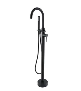 Modern mat siyah yüksek kaliteli ayakta küvet musluk banyo