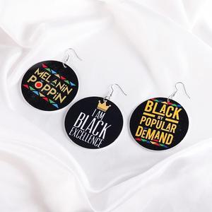 <span class=keywords><strong>Pendientes</strong></span> de doble impresión, Black Lives Matter Power Fist Afro, de madera, venta al por mayor - Product Image 4