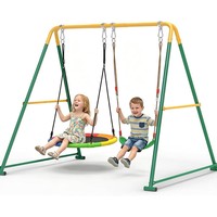 Ensemble de jeux d'extérieur commercial entièrement personnalisable pour garderies, comprenant balançoire, piscine à balles et jeu de paddle-ball, pour enfants