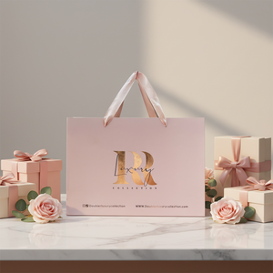 <span class=keywords><strong>Sac</strong></span> en papier personnalisé avec logo <span class=keywords><strong>rose</strong></span> doré, impression numérique de luxe <span class=keywords><strong>rose</strong></span>, papier couché, estampage à chaud, ruban - Product Image 3