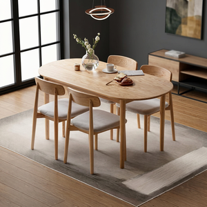 Oval <b>Wooden</b> <b>Dining</b> <b>Table</b> <b>Extendable</b> Kitchen <b>Table</b> Modern <b>Dining</b> Room Furniture - Product Image 3