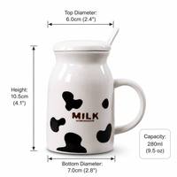 Mug en céramique imprimé vache de 280 ml, forme de carafe à lait, tasse à café ou à thé de dessin animé avec poignée pour café, maison, école, usage quotidien