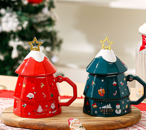 Mug de Noël en gros, tasse à café en céramique personnalisable avec couvercle, cadeau festif pour les fêtes, vente en gros - Product Image 3