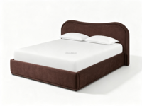 Lit plateforme rembourré sculptural FERLY, design incurvé, mobilier de chambre moderne