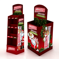 Support d'affichage de Noël en carton ondulé écologique pliable personnalisé pour la vente au détail en supermarché avec montage facile